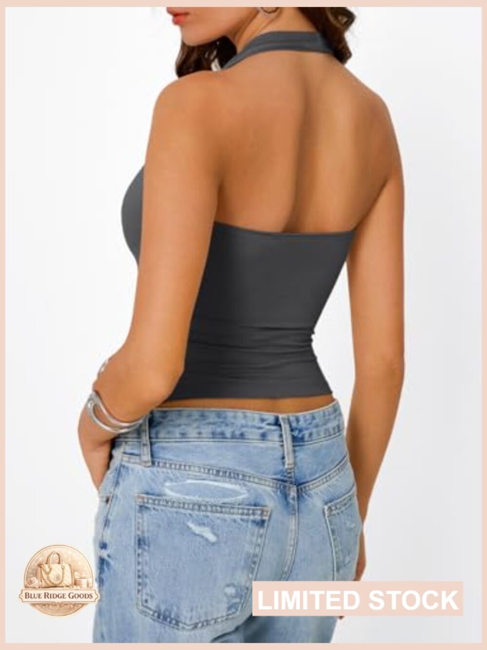 Sleeveless Halter Cowl Neck Backless Crop Top Y2K Going Out Summer Vacation - Picture 4 of 6